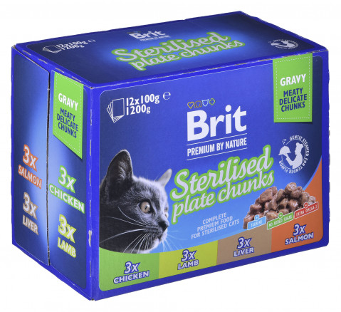 BRIT Premium Cat Sterilised Plate - mokra karma dla kota - 12x100 g - Galeria zdjęcie 2