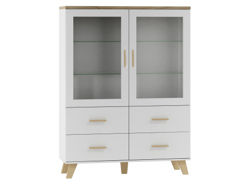 Witryna LOTTA 120 2D4S biały+ dąb sonoma - Galeria zdjęcie 1