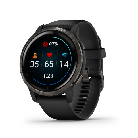 Zegarek Garmin Venu 2 (45 mm) Slate Stainless Steel Bezel / Black Case / Silicone Band - Galeria zdjęcie 3
