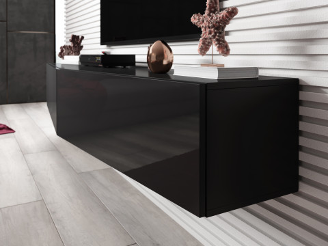 Szafka RTV VIGO SLANT 180cm (2x90) czarny/czar.poł - Galeria zdjęcie 5