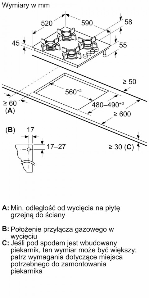 Płyta gazowa BOSCH POH6B6K30 - Galeria zdjęcie 2