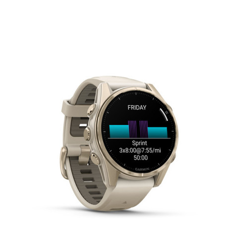 Garmin Fenix 8 43 mm AMOLED Sapphire Soft gold z piaskowo-beżowym paskiem - Galeria zdjęcie 6