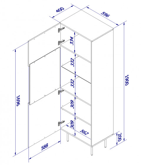 Witryna PALAZZO 60x42x190 czarny + dąb craft - Galeria zdjęcie 4