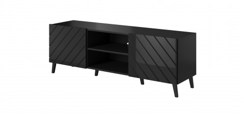 Szafka RTV ABETO 150x42x52 czarny/czarny połysk - Galeria zdjęcie 5