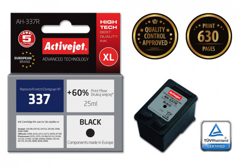 Activejet AH-337R Tusz do drukarki HP, Zamiennik HP 337 C9364EE; Premium; 25 ml; czarny. Drukuje więcej o 60%. - Galeria zdjęcie 2
