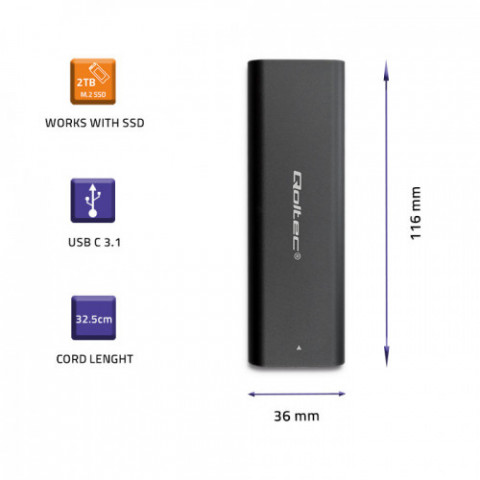 QOLTEC OBUDOWA DO DYSKÓW KIESZEŃ M.2 SATA SSD - Galeria zdjęcie 3