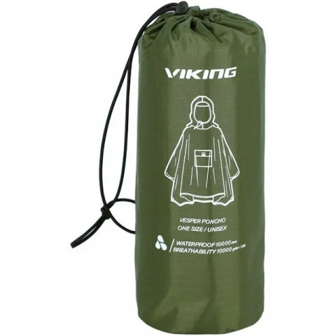 Poncho przeciwdeszczowe dla dorosłych VIKING Vesper zielone - Galeria zdjęcie 2