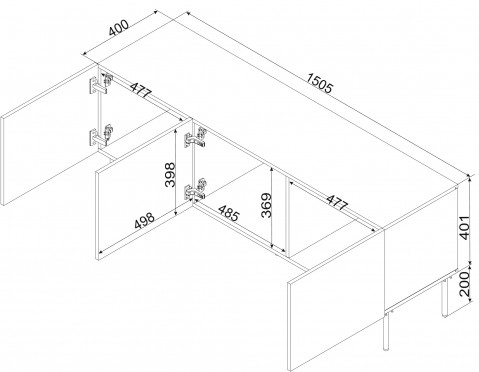 Szafka RTV SIENA 150,5x40x60 kaszmir mat - Galeria zdjęcie 4