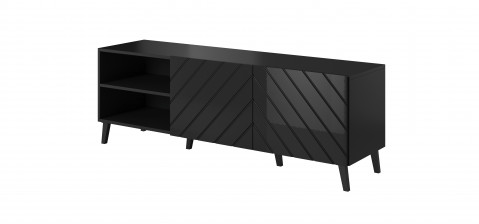 Szafka RTV ABETO 150x42x52 czarny/czarny połysk - Galeria zdjęcie 1