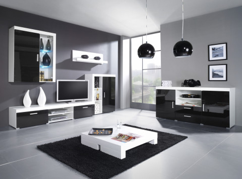 Regał SAMBA (Unit 3) biały/czarny połysk - Galeria zdjęcie 3