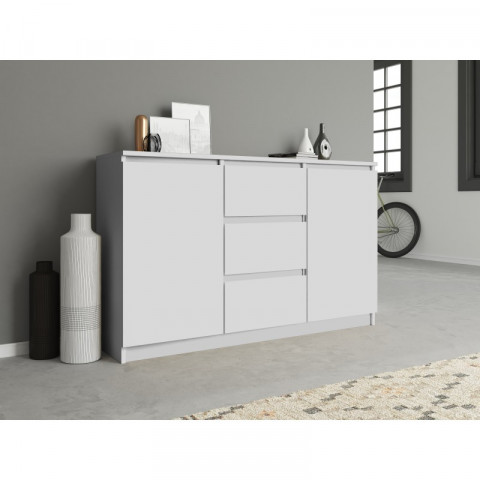 KOMODA 2 DRZWI 3 SZUFLADY BIAŁY - Galeria zdjęcie 3