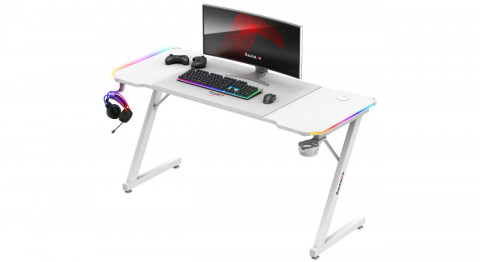 Biurko gamingowe Huzaro Hero 3.3 White  RGB - Galeria zdjęcie 6
