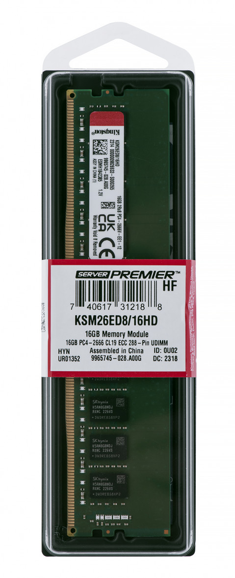Kingston UDIMM ECC 16GB DDR4 2Rx8 Hynix D 2666MHz PC4-21300 KSM26ED8/16HD - Galeria zdjęcie 3