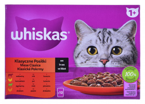 WHISKAS Klasyczne Posiłki w sosie - mokra karma dla kota - saszetka - 12x85 g - Galeria zdjęcie 1