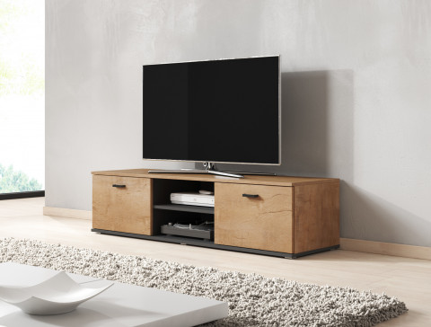 Szafka RTV SOHO 140 dąb lefkas + czarny - Galeria zdjęcie 1