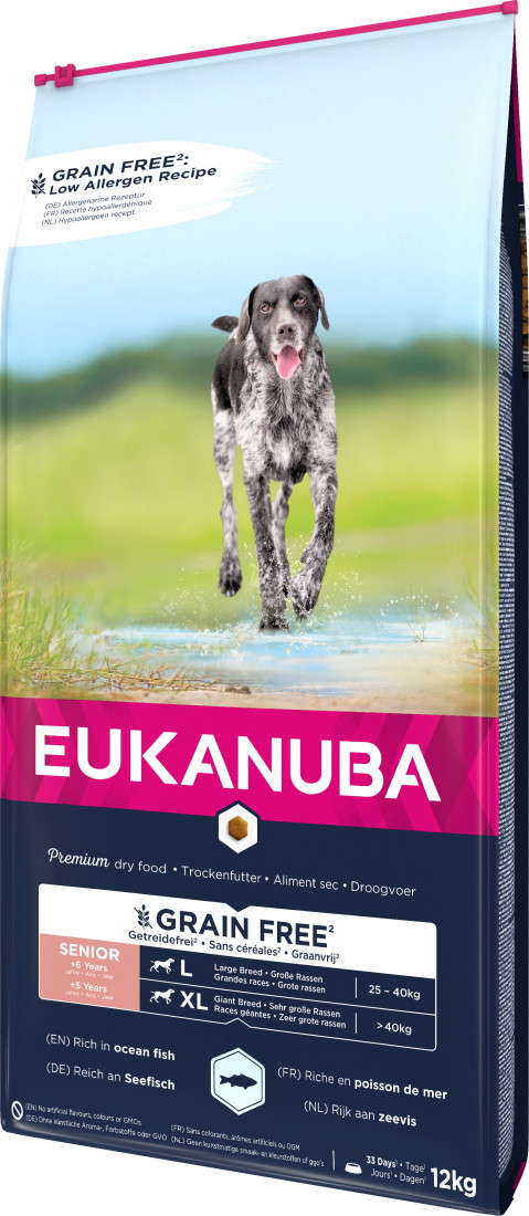 EUKANUBA Grain Free Senior Duże i olbrzymie rasy, Ryby oceaniczne - sucha karma dla psa - 12 kg - Galeria zdjęcie 2