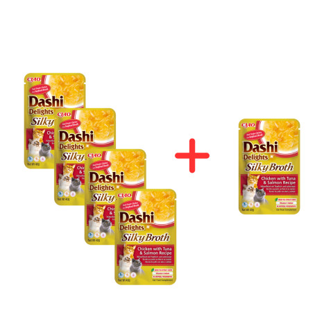 INABA CAT Dashi Delights Silky Broth Chicken with Tuna & Salmon - przysmak dla kota - 4x40g + GRATIS - Galeria zdjęcie 2