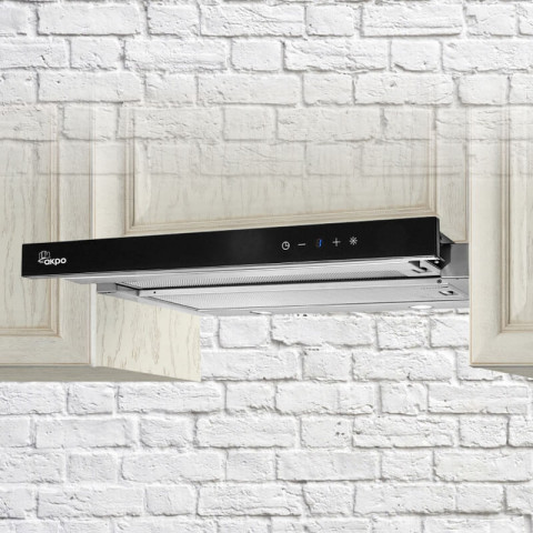Okap teleskopowy AKPO WK-7 LIGHT GLASS TOUCH 60 INOX CZARNY (front czarne szkło, dotykowy) - Galeria zdjęcie 3