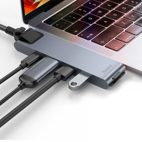 BASEUS HUB ADAPTER 7 W 1 DO APPLE MACBOOK SZARY - Galeria zdjęcie 2