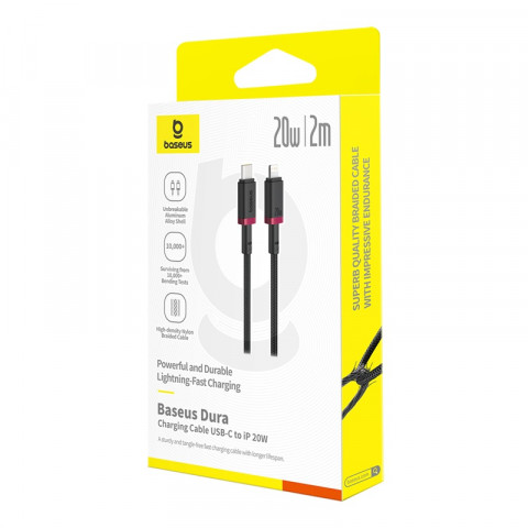 Kabel Baseus Dura Typ C 20W 2m (czerwono-czarny) - Galeria zdjęcie 6