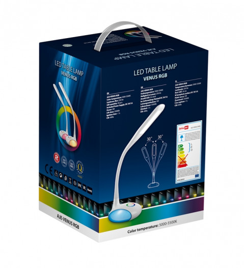 Nowoczesna lampka na biurko wielokolorowa RGB LED Activejet VENUS RGB biała z funkcją oświetlenia nocnego - Galeria zdjęcie 7