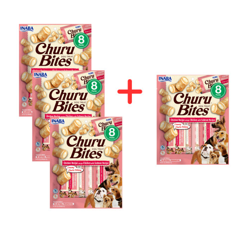 INABA Churu Bite Kurczak i łosoś - przysmak dla psa 3x(8x12 g) + 8x12 g GRATIS! - Galeria zdjęcie 1