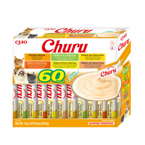 INABA CAT CHURU VARIETIES - kurczak - przysmak dla kota 60 x 14 g - Galeria zdjęcie 1