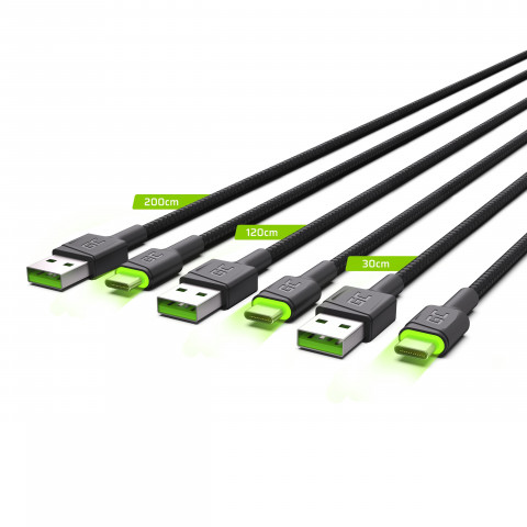 GREEN CELL ZESTAW KABLI 3X USB-USB-C 0,3/1,2/2M - Galeria zdjęcie 3