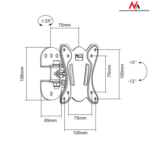 Maclean Uchwyt ścienny do telewizora MC-670 13"-27" 20kg - Galeria zdjęcie 3