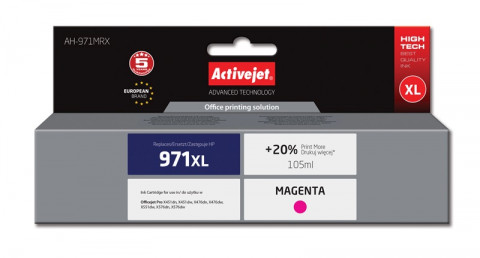 Activejet AH-971MRX Tusz do drukarki HP, Zamiennik HP 971XL CN627AE; Premium; 100 ml; purpurowy. Drukuje więcej o 20%. - Galeria zdjęcie 1