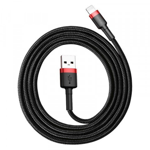 BASEUS KABEL LIGHTNING USB, 1.5A, 2M CZARNO-CZERW. - Galeria zdjęcie 1