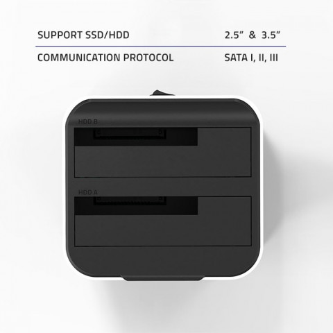 QOLTEC STACJA DOKUJĄCA DO DYSKÓW HDD SSD 2.5" 3.5" - Galeria zdjęcie 7