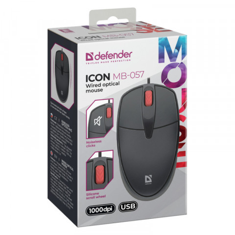 DEFENDER MYSZ ICON MB-057 CZARNA OPTICAL 1000dpi 3P - Galeria zdjęcie 3