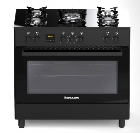 Kuchnia gazowo-elektryczna Ravanson KWGE-K90 GLASS black - Galeria zdjęcie 5