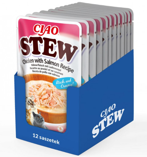 INABA Ciao Stew Chicken & Salmon Kurczak z łososiem potrawka w sosie - przysmak dla kota - 9x40g + 3x40g GRATIS! - Galeria zdjęcie 1