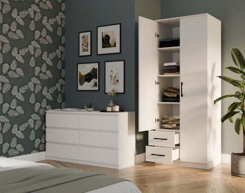 SZAFA ROMANA 80X205 BIAŁA Z LUSTREM - Galeria zdjęcie 4