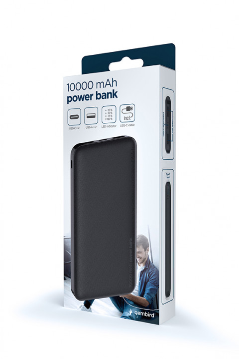 GEMBIRD POWERBANK 10000 MAH 2X USB, CZARNY - Galeria zdjęcie 6