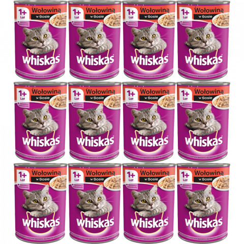 WHISKAS Adult Wołowina w sosie - mokra karma dla kota - 12x400g - Galeria zdjęcie 1