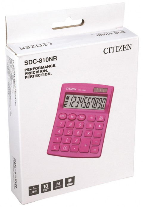 CITIZEN KALKULATOR BIUROWY SDC-810NRPKE, 10-cyfrowy, 127x105mm, różowy - Galeria zdjęcie 4