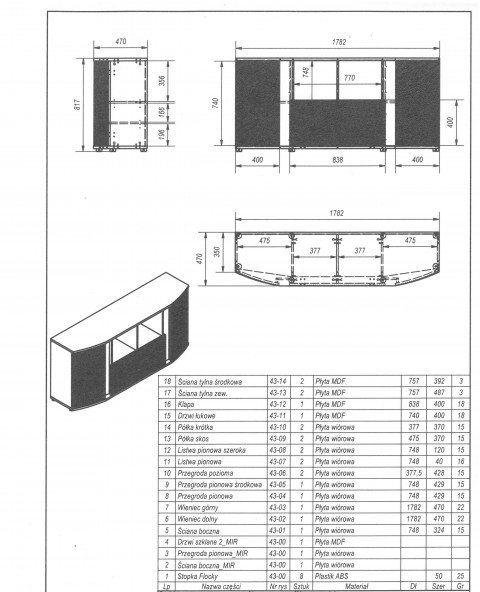 Komoda MICHELLE 178x35-47xH82 czarny/dąb viking - Galeria zdjęcie 6