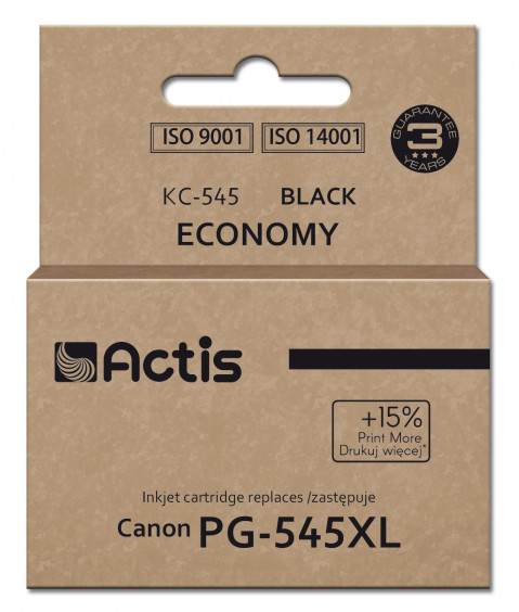 Actis KC-545 Tusz do drukarki Canon, zamiennik Canon PG-545XL; Supreme; 15 ml; 207 stron; czarny. Drukuje więcej o 15% względem OEM. - Galeria zdjęcie 1