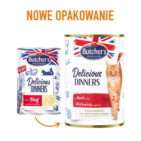 BUTCHER'S Delicious Dinners Kawałki z wołowiną w galaretce - mokra karma dla kota - 400 g - Galeria zdjęcie 2