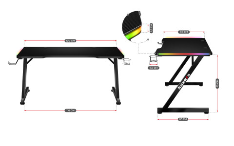 Biurko gamingowe Huzaro Hero 2.5 RGB - Galeria zdjęcie 7