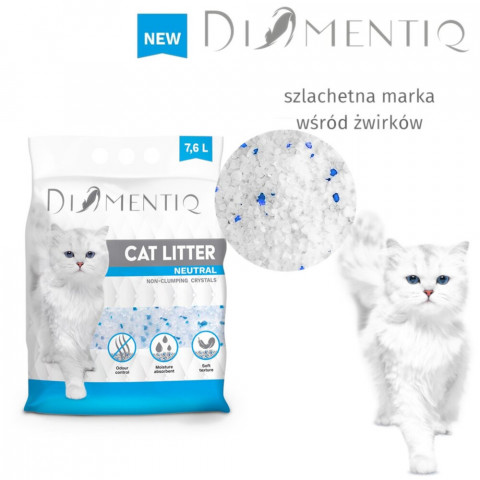 DIAMENTIQ Żwirek Neutralny, Silikonowy, Niezbrylający się dla kota - 7,6l + GRATIS! - Galeria zdjęcie 3