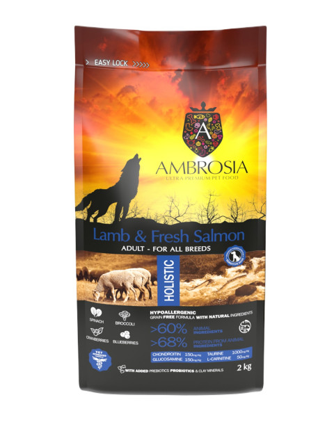 AMBROSIA Lamb & Fresh Salmon - sucha karma dla psa - 2kg - Galeria zdjęcie 1