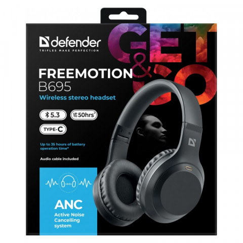DEFENDER SŁUCHAWKI BLUETOOTH FREEMOTION B695 ANC CZARNE - Galeria zdjęcie 10
