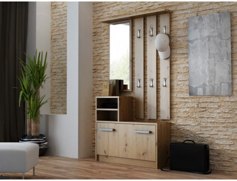 GARDEROBA-SZAFKA, LUSTRO, WIESZAK DĄB ARTISAN - Galeria zdjęcie 2