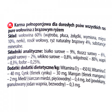 DOLINA NOTECI Premium Pure bogata w wołowinę z ryżem brązowym - mokra karma dla psa - 400g - Galeria zdjęcie 2