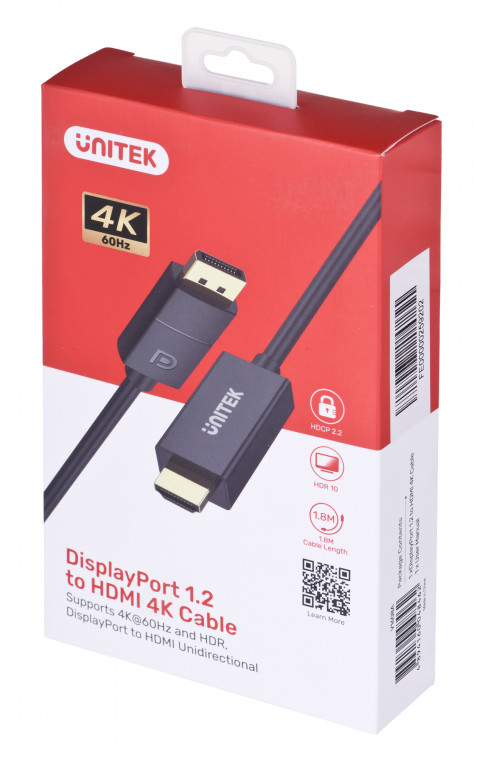 UNITEK ADAPTER KABEL DP 1.2 - HDMI, 4K 60HZ, 1,9M - Galeria zdjęcie 1