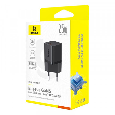 Ładowarka sieciowa Baseus GaN5 1C 25W EU (czarny) - Galeria zdjęcie 5